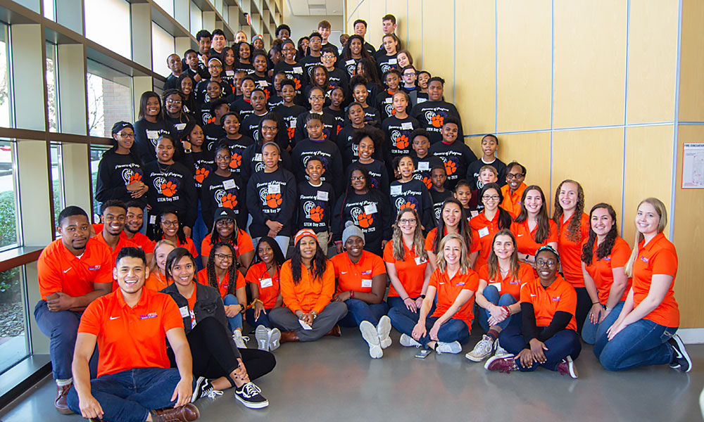Large group of participants in STEM Day