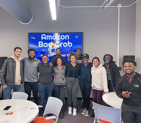Group posing after a meeting