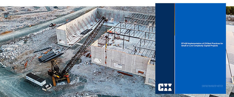 A medium size construction site with an overlay image of the RT-420 document.