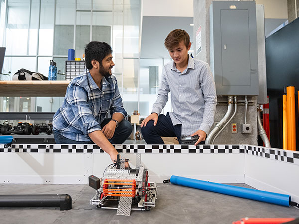 Faculty and student studying autonomous capabilities
