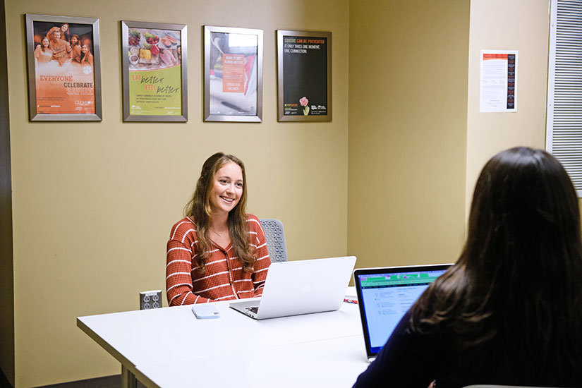 Female student with advisor