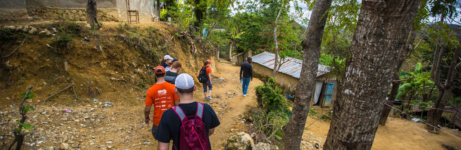 Group in Haiti walking to water system area