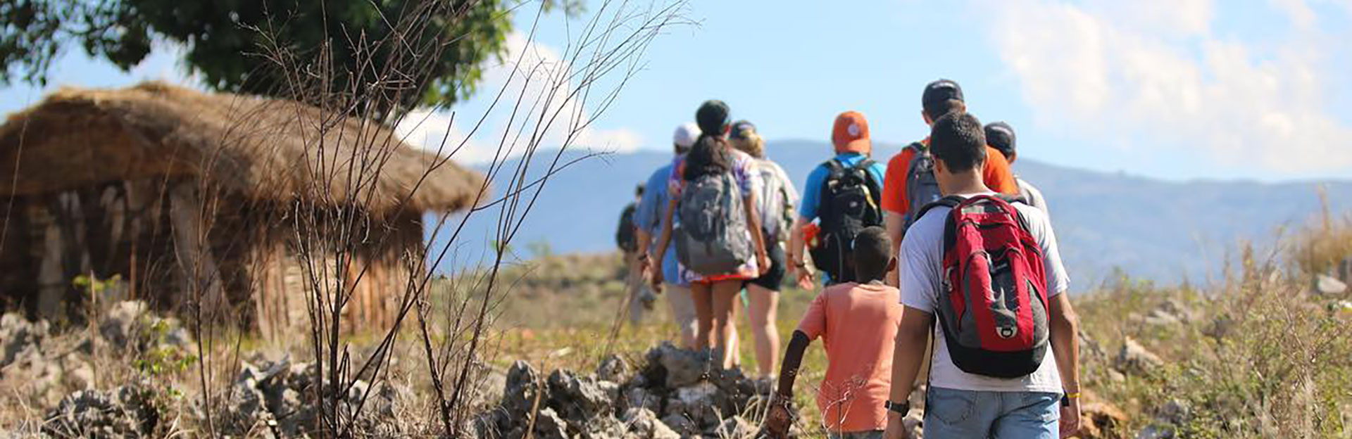 Students hiking in Cange