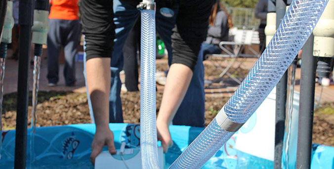 Up close view of Walk for Water event demonstration