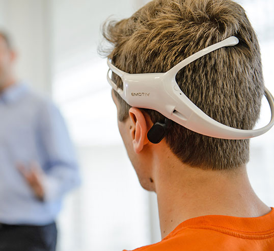 Student participating in brain mapping project