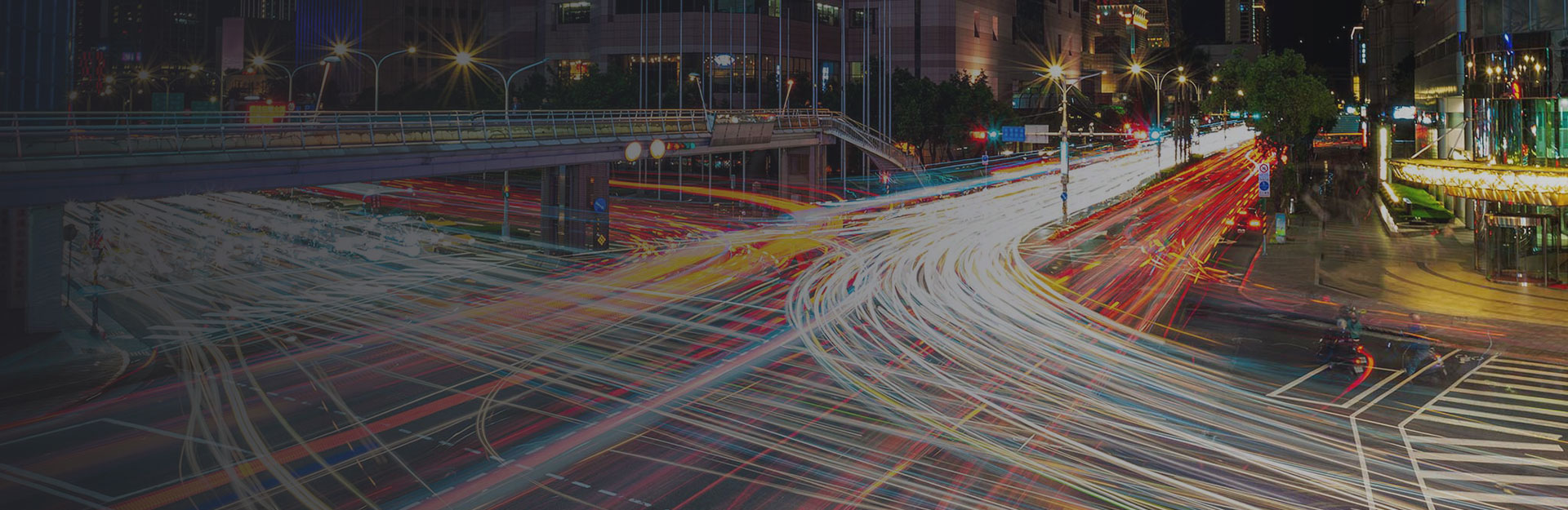 Aerial view of road at night