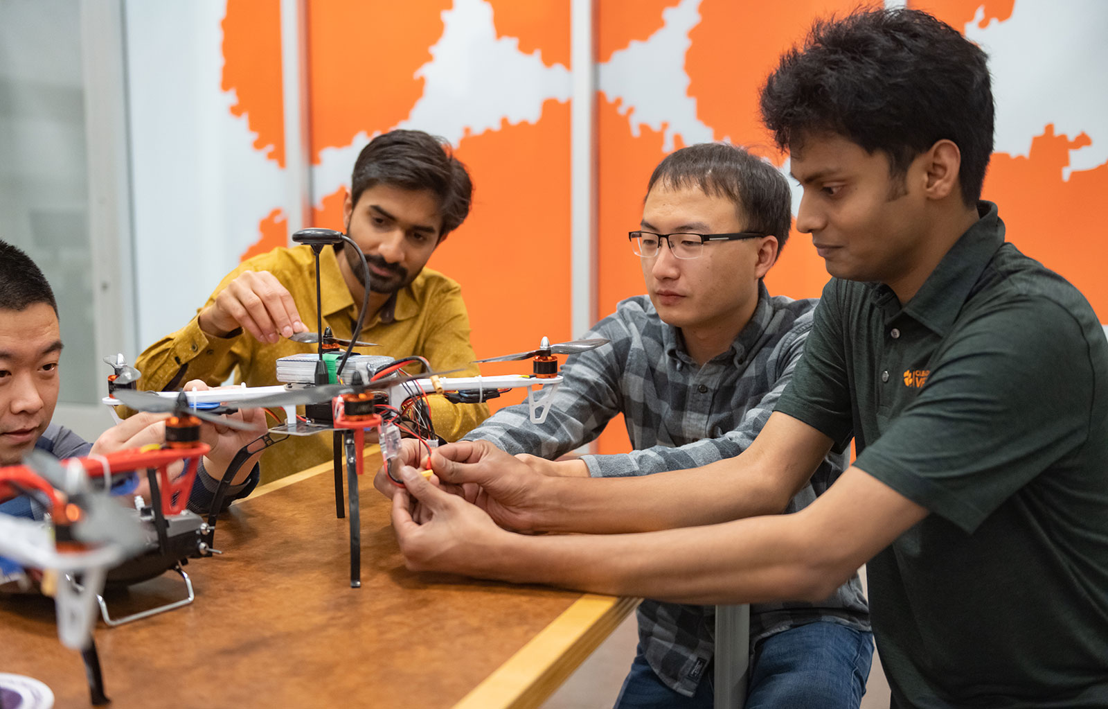 Students working on drone concept device