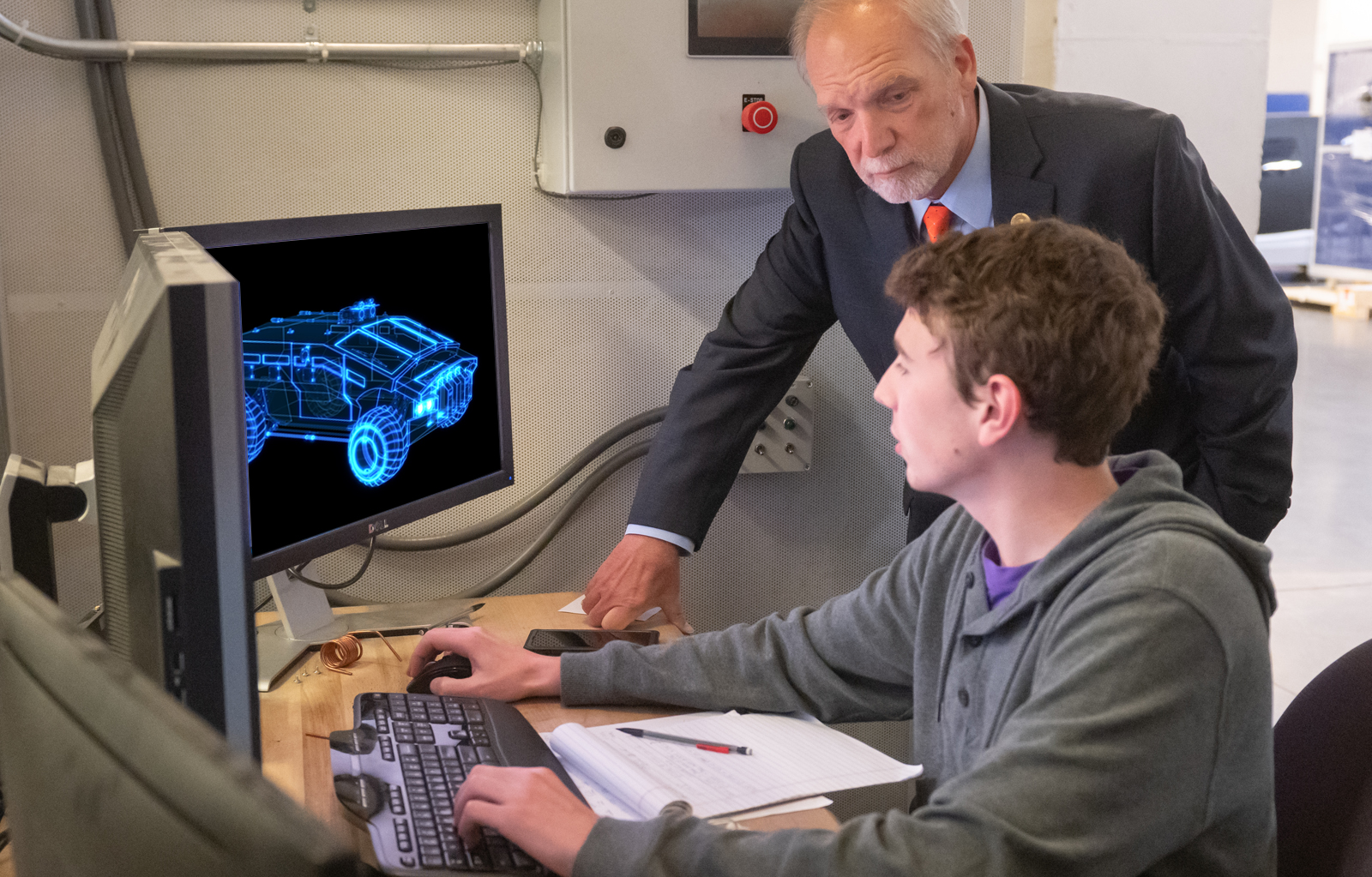 Zoran and student working on project