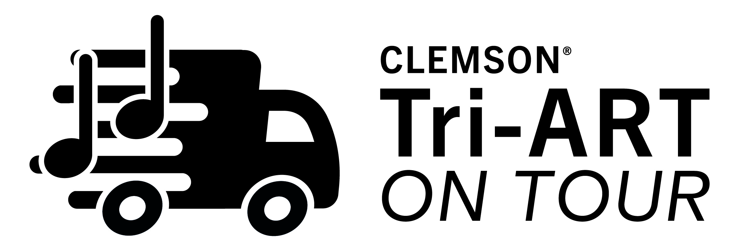 Tri-ART on Tour logo. A truck with music notes.