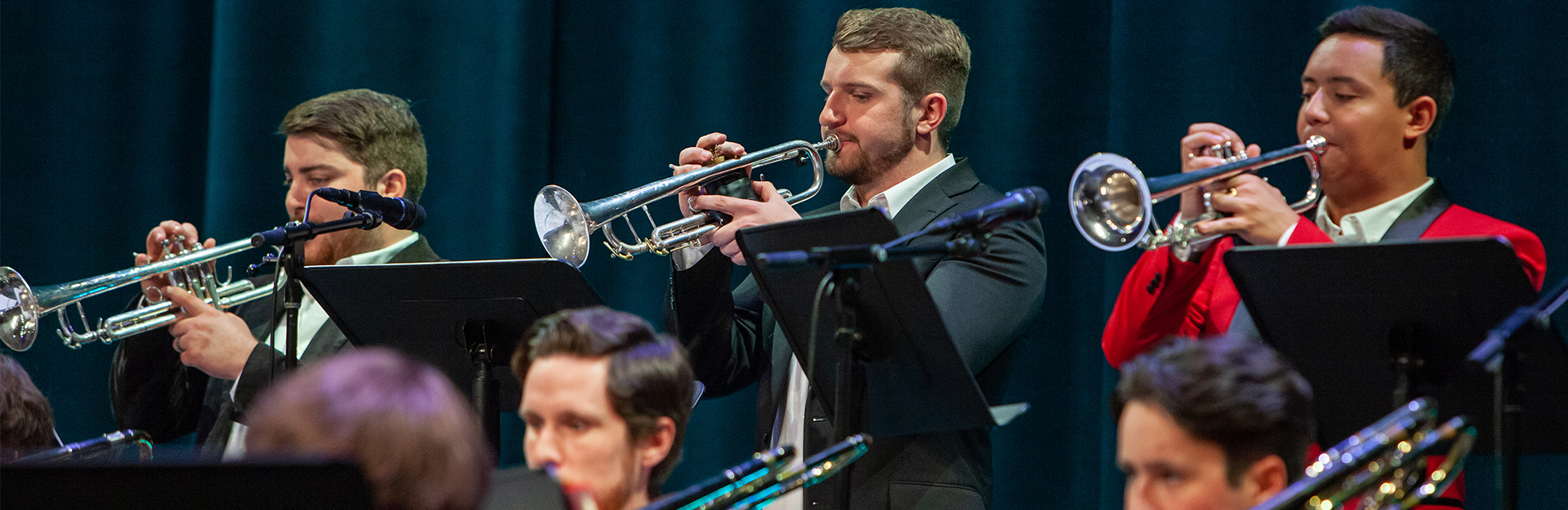 Students playing trumpet