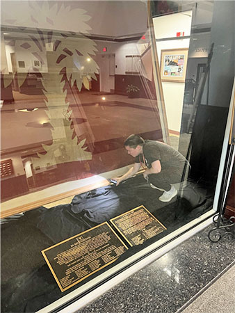 Citadel Flag inside of case behind glass