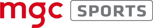 Logo for MGC Sports, featuring the name in bold red and gray typography.