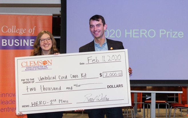 The 2nd place team proposed plans for an Umbilical Cord Care Kit to reduce infant mortality in low-income countries.
