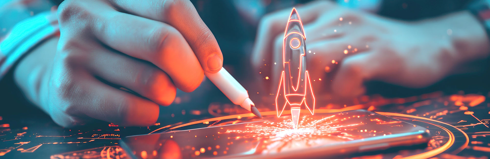Rocket coming out of a phone