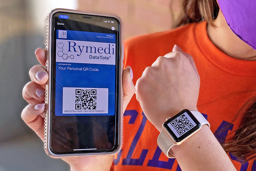 Rymedi QR code on phone