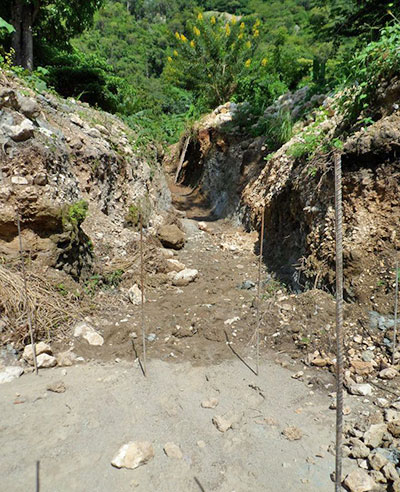 Muddy slope after rains