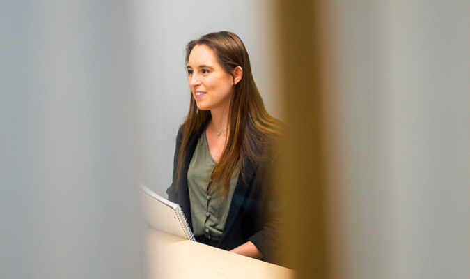 Female student sitting at desk