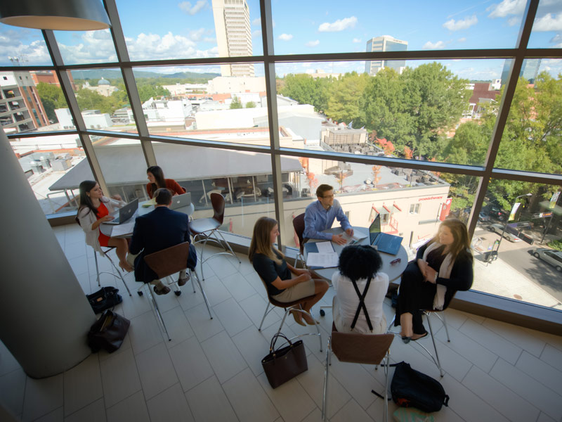 Gathering area overlooking city