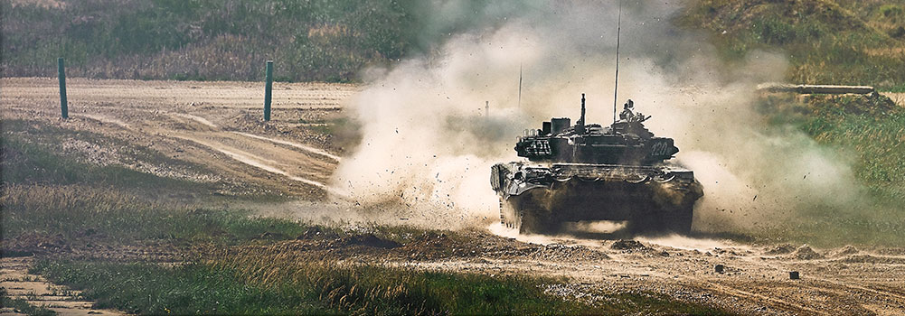 Military vehicle in the field