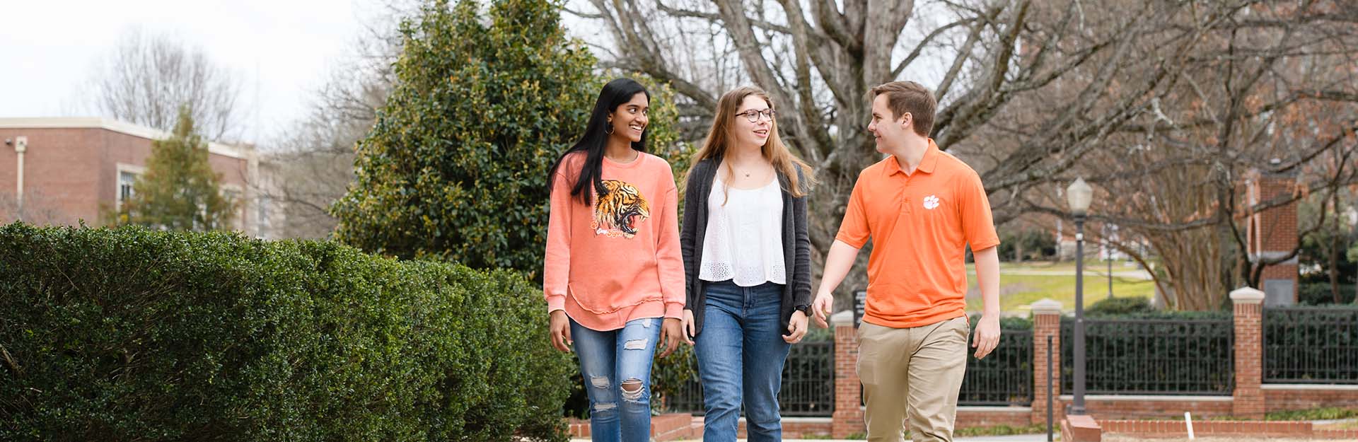 Students walking across campus