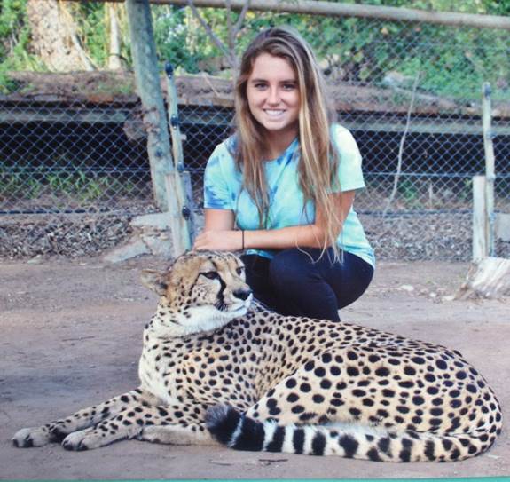 Morgan Daughtridge with a cheetah