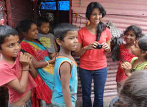 Medah Vyavahare with students