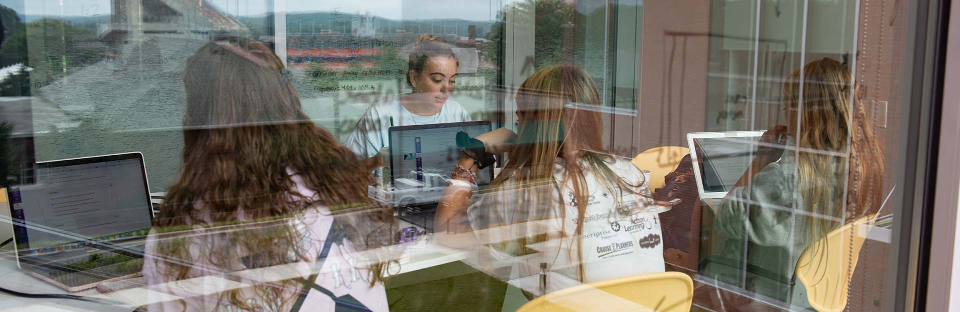 Students working in a study room