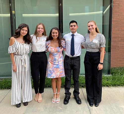 2022 Breakthrough Scholars posing together outside the Honors Center on Clemson University campus.