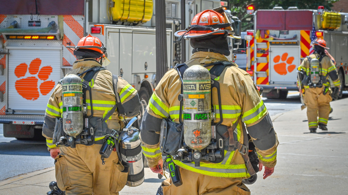 Firefighters respond to call for service on Clemson University's main campus.
