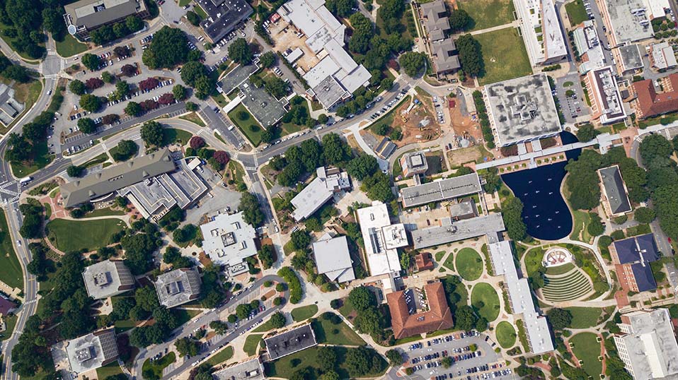 Aerial photo of the football stadium.