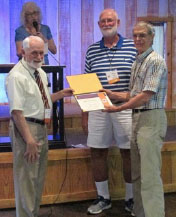 Dan Warner, Hoke Hill and Debbie Jackson presenting award to Dr. Morse