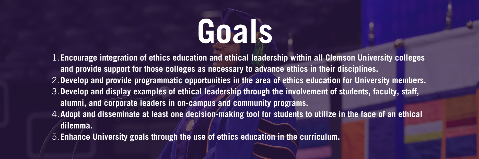 Decorative banner restating goals