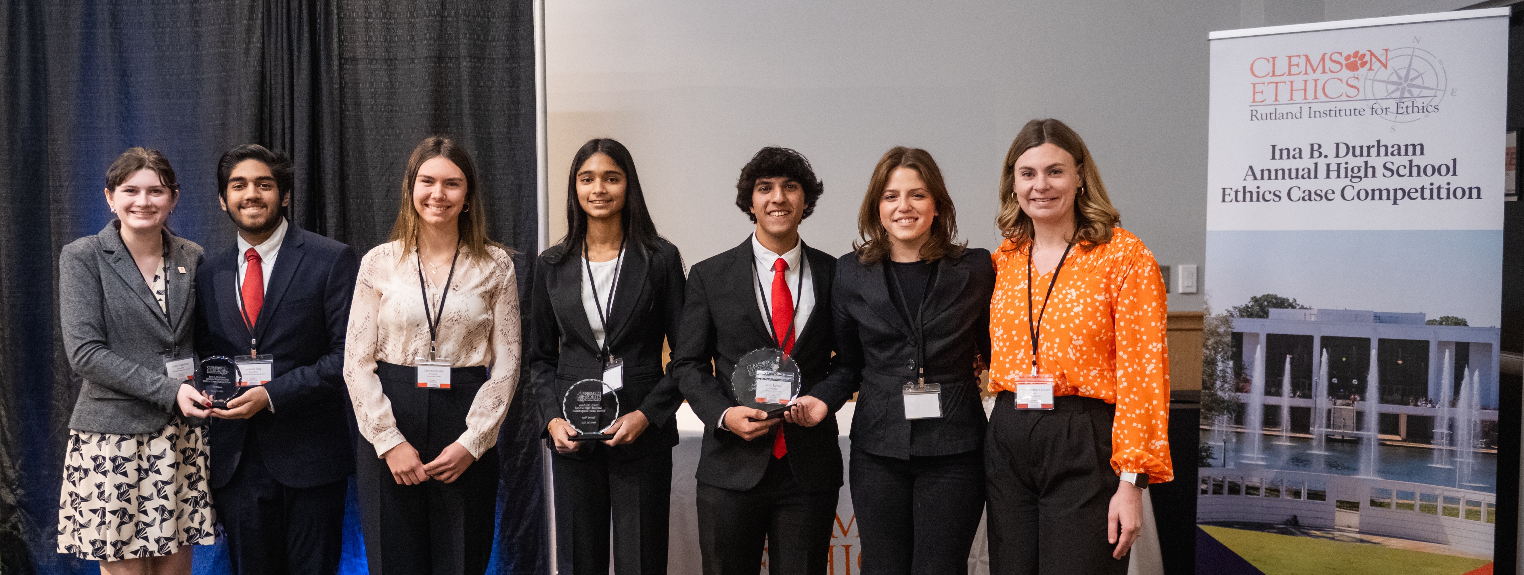 2025 HS Case Competition top three teams with trophies