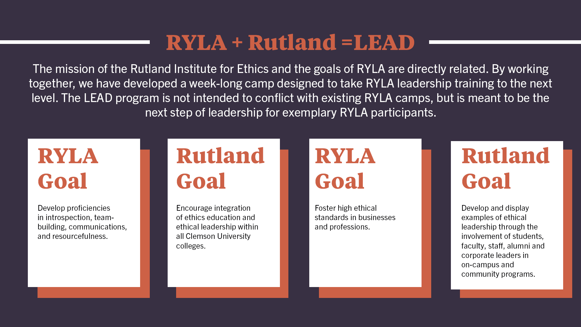 RYLA and Rutland Program Goals