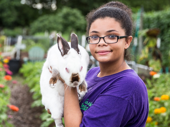 Girl with rabbit