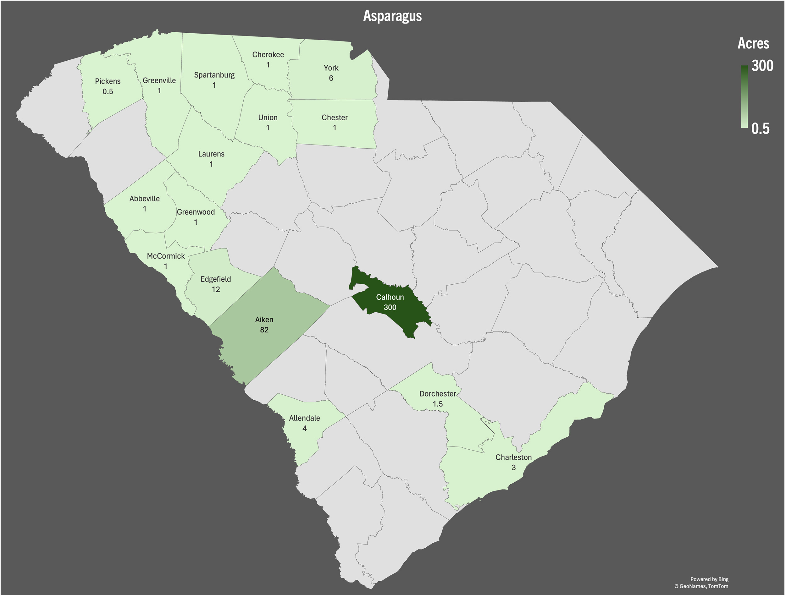 map of asparagus production in sc