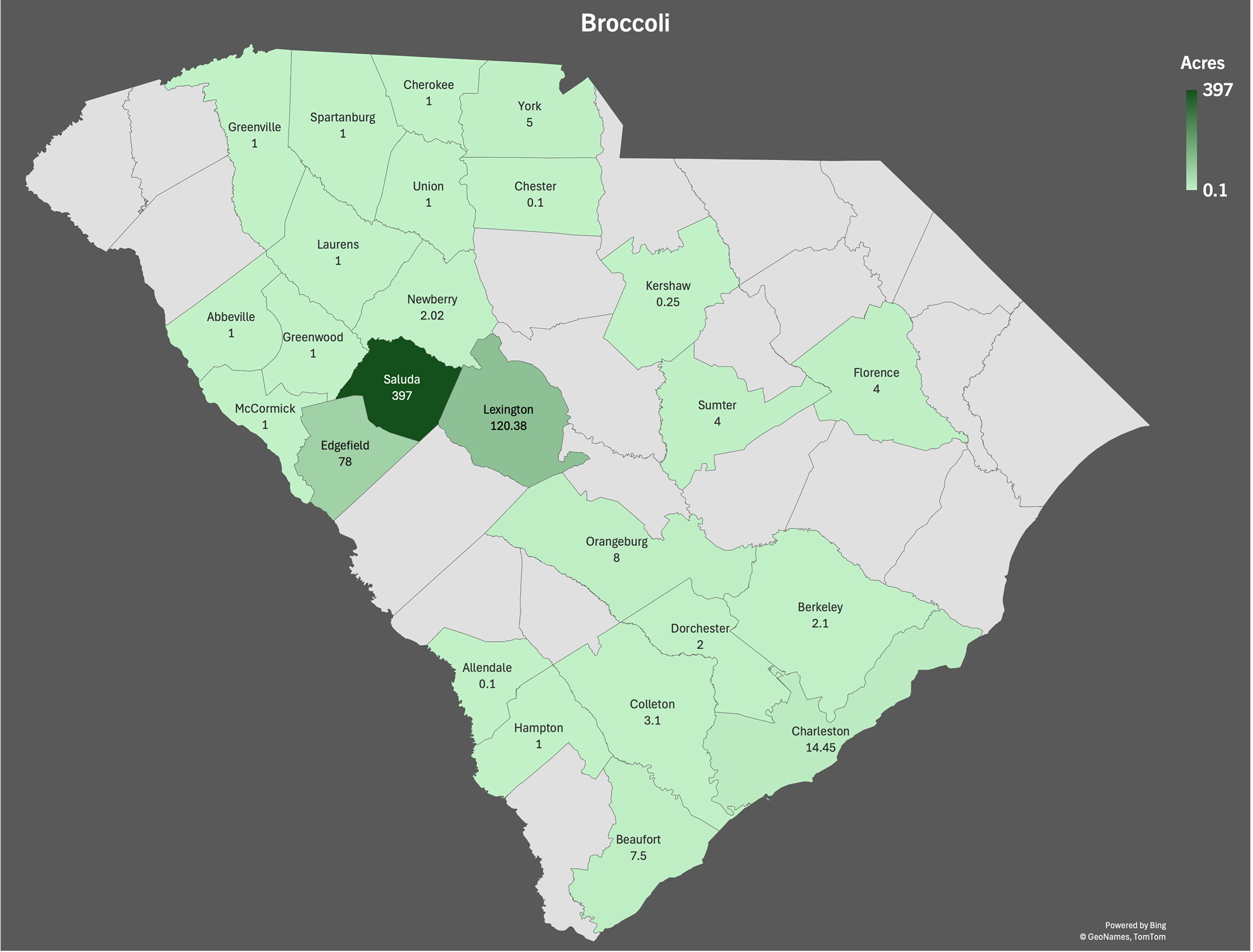 map of broccoli production in sc