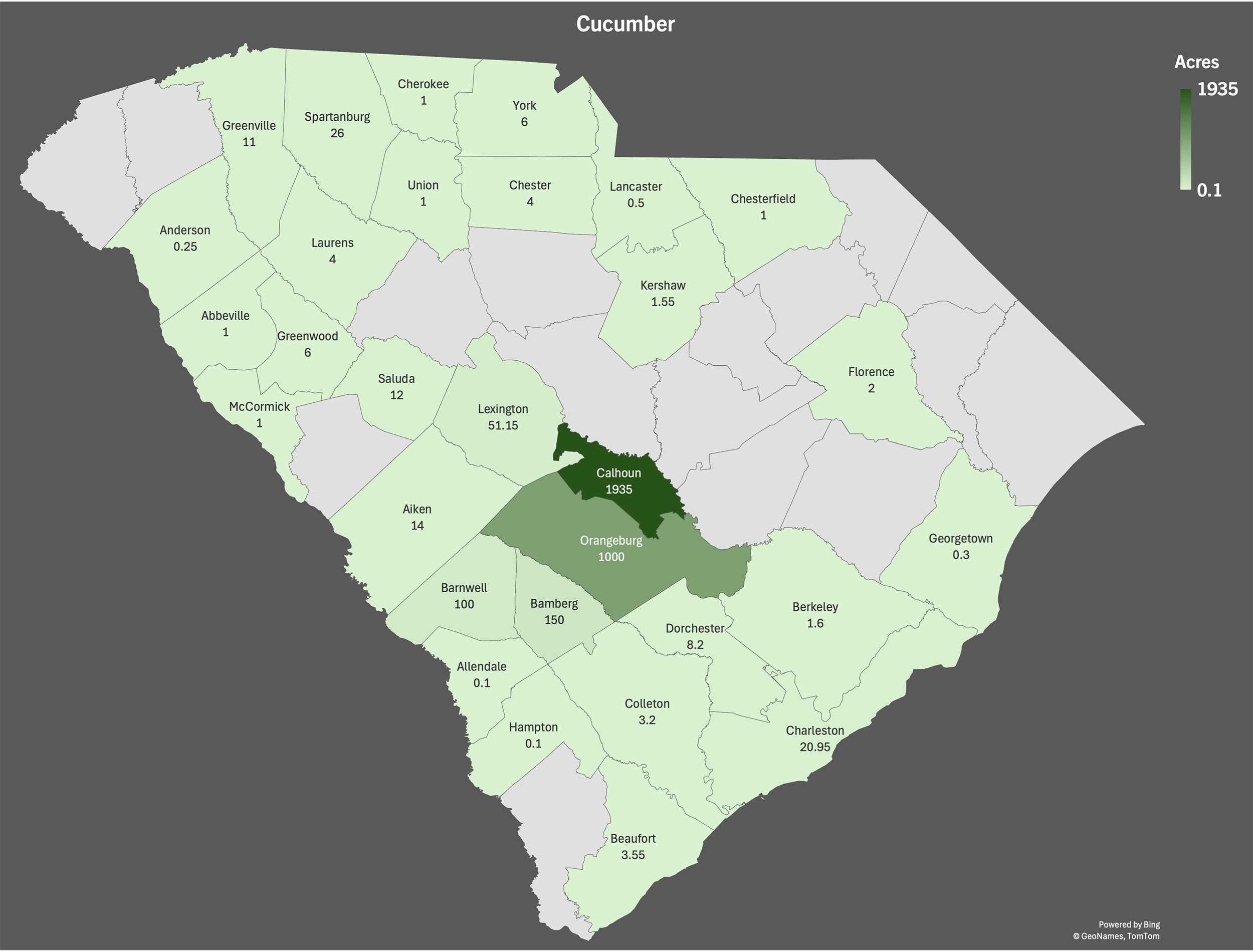 map of cucumber production in sc