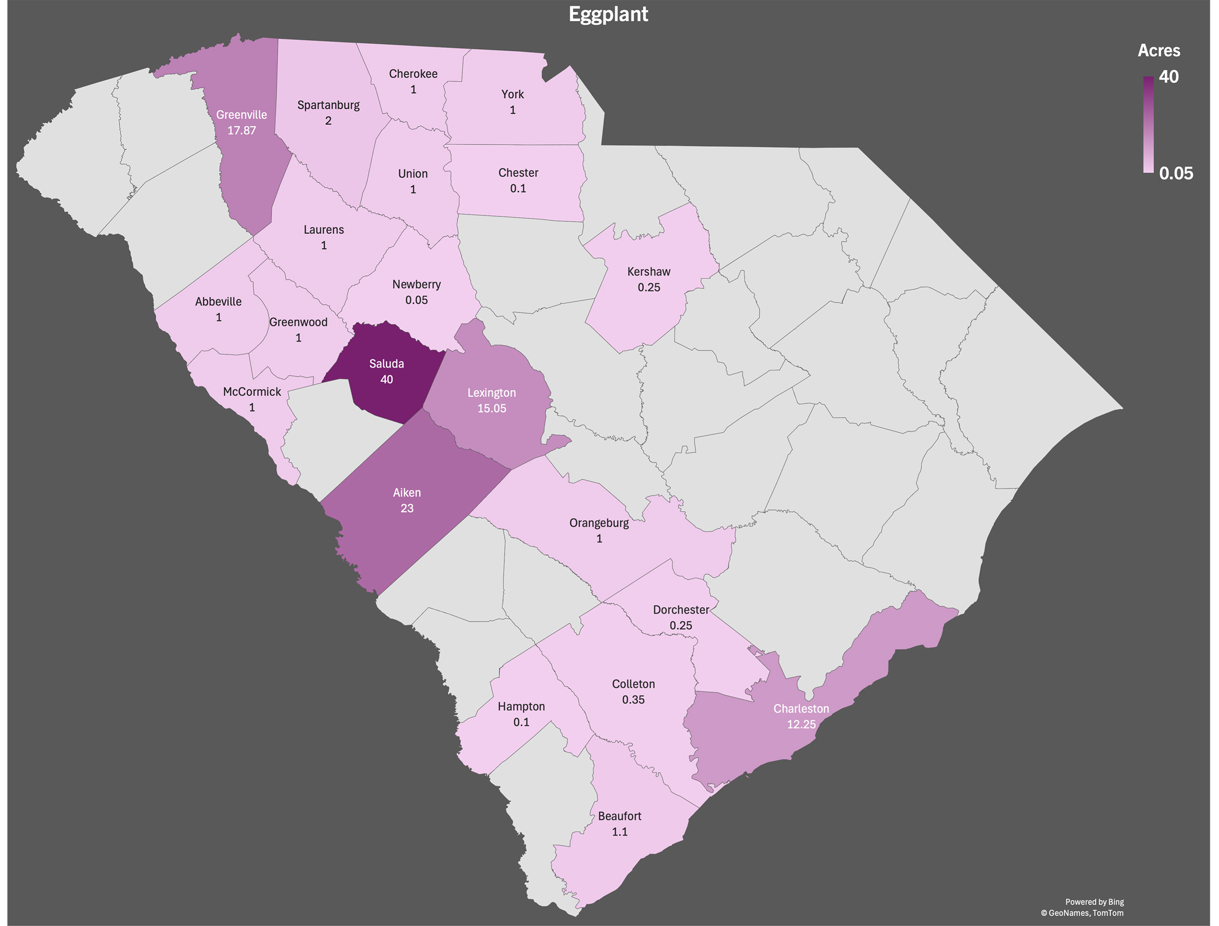 map of eggplant production in sc