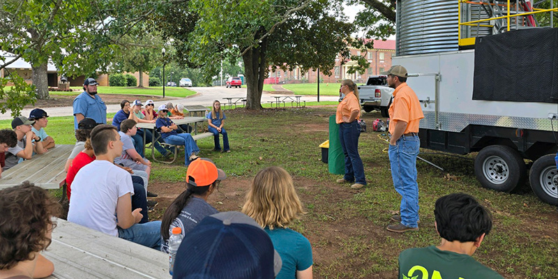 students walking ag safety event