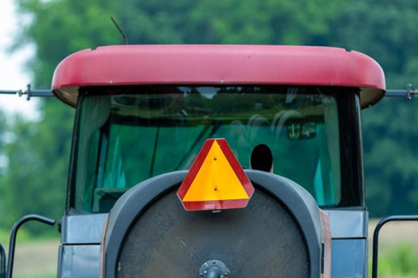 slow moving vehicle sign on tractor