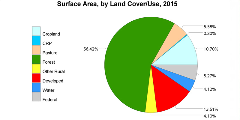 surface area by land cover and use