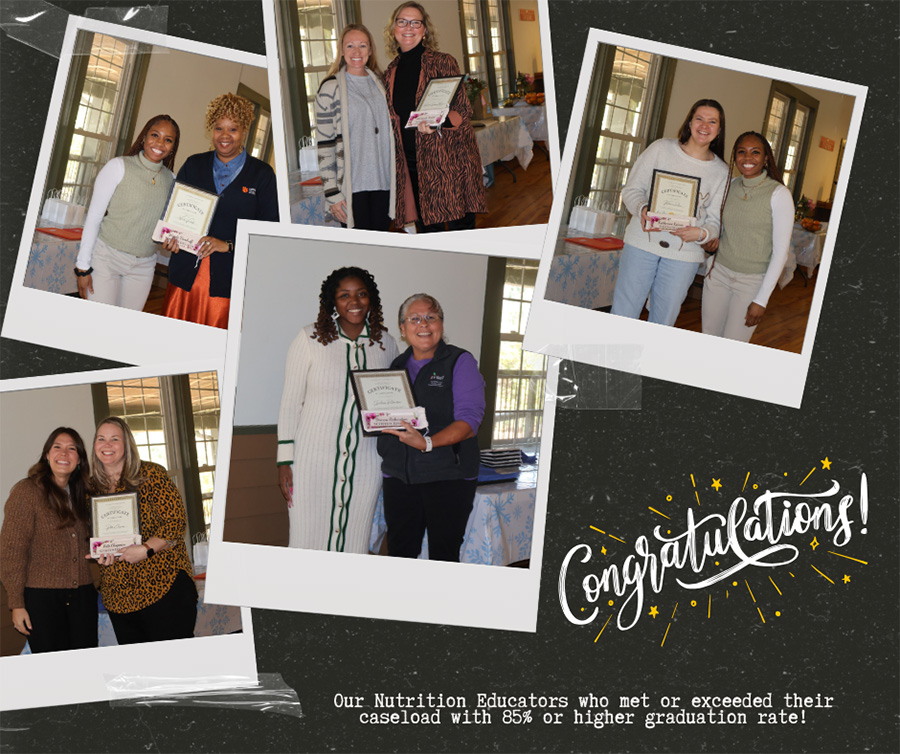 Collage of EFNEP Nutrition Educators and their caseload awards.