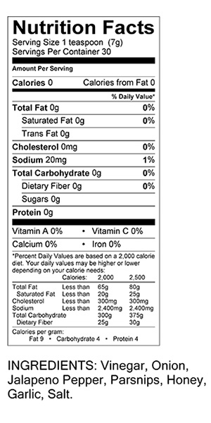 nutritional facts label