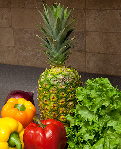 produce on a kitchen counter