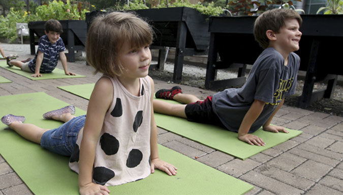 Children doing yoga