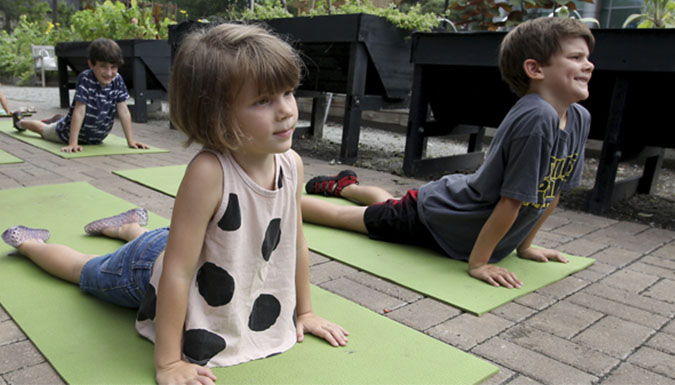 children doing yoga