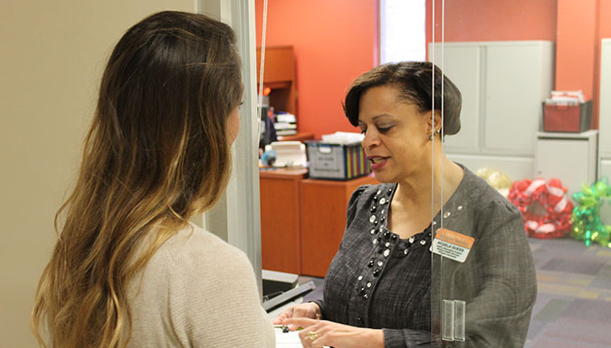 Patient being checked in