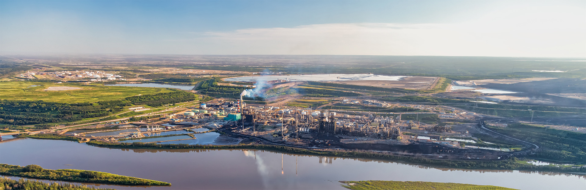 aerial shot of factory