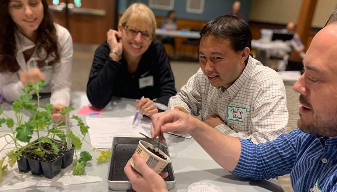 teachers at a gardening workshop